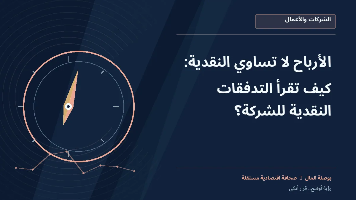 رسم معلوماتي تحريري توضيحي لموضوع الأرباح لا تساوي النقدية: كيف تقرأ التدفقات النقدية للشركة؟