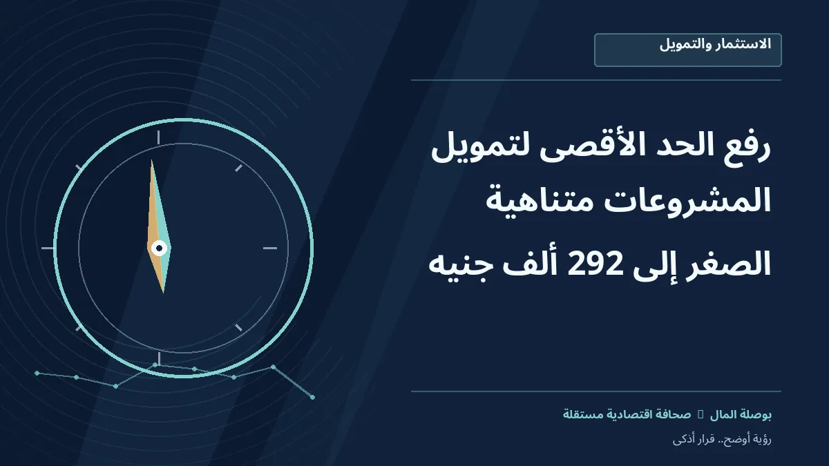 رسم معلوماتي تحريري توضيحي لموضوع رفع الحد الأقصى لتمويل المشروعات متناهية الصغر إلى 292 ألف جنيه